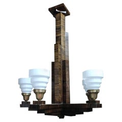 Art-Déco-Lampe oder Kronleuchter, spektakulärer Coromandel-Wolkenkratzer, frühes 20. Jahrhundert