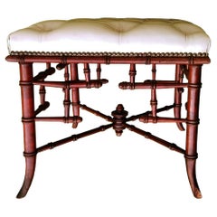 Stool Whit Capitone Chinese Chippendale Faux Bamboo 