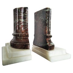 Bookends Alabaster & Marble Column  Desk Grand Tour Style Italy 50s