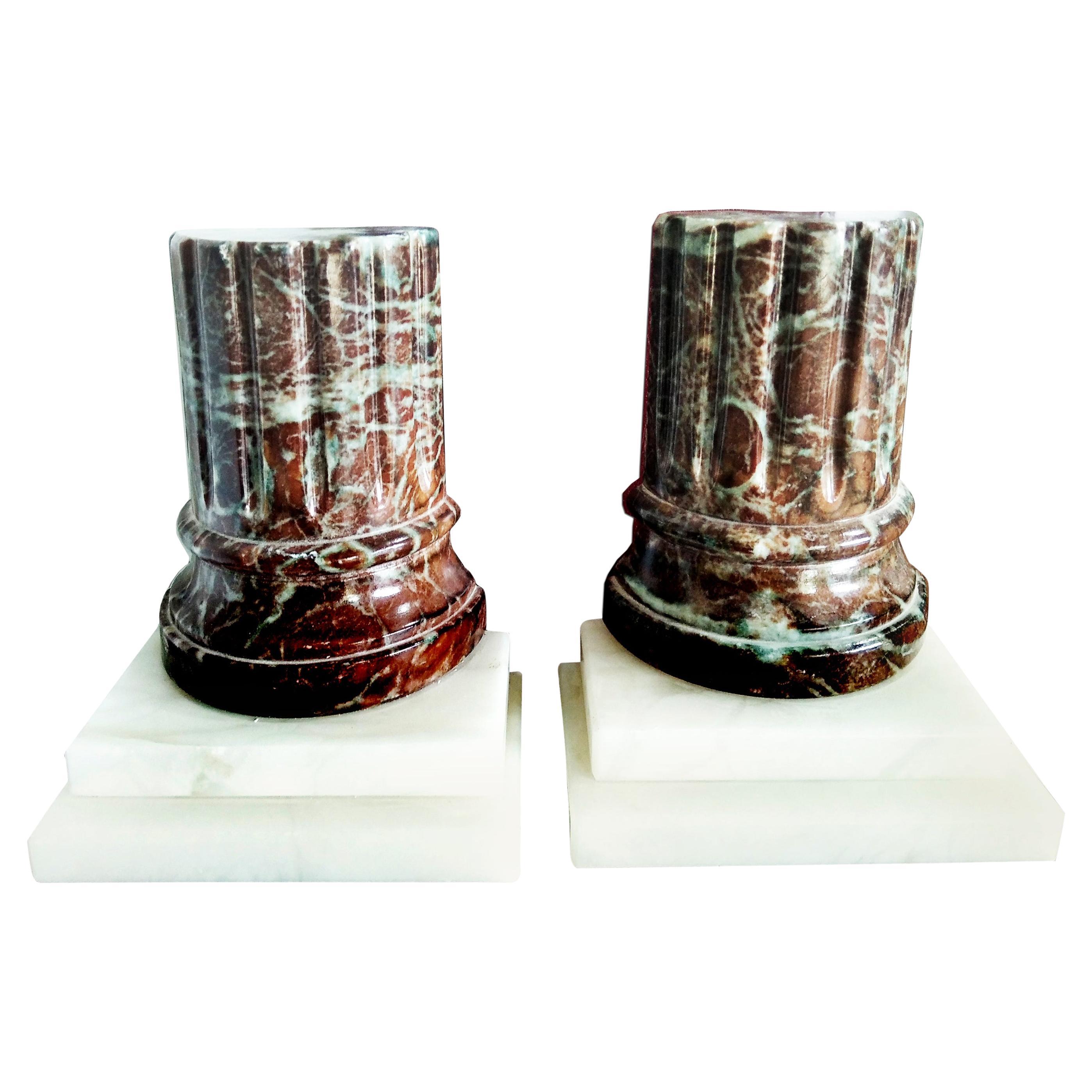 Alabaster and marble bookends in the shape of Classic columns.

 Very excellent conditions ,like news

Set of Italian Neoclassical Green Marble Column Bookends

Set of neoclassical green marble broken column bookends, Italy circa 1960's

The