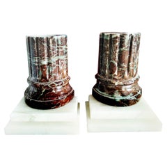 Bookends Alabaster Marble Column  Desk Grand Tour Style Italy 50s