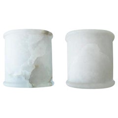  Alabaster Wall Sconces or Wall Lamps  Art Deco, Minimalist White, Pair