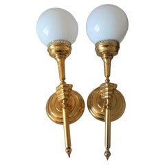 Wall Sconce Torch Extra Large Brass  Opal Glass Spectacular (2:Each)