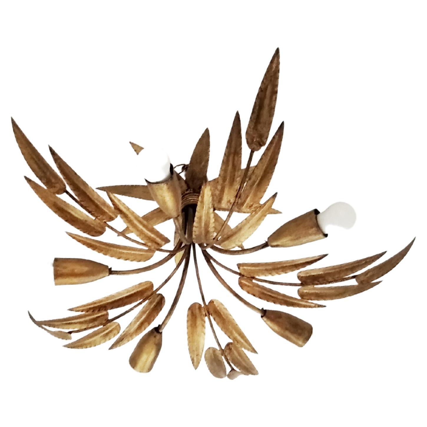 Vintage Capiz Shell Chandelier with Gold Accents at 1stDibs