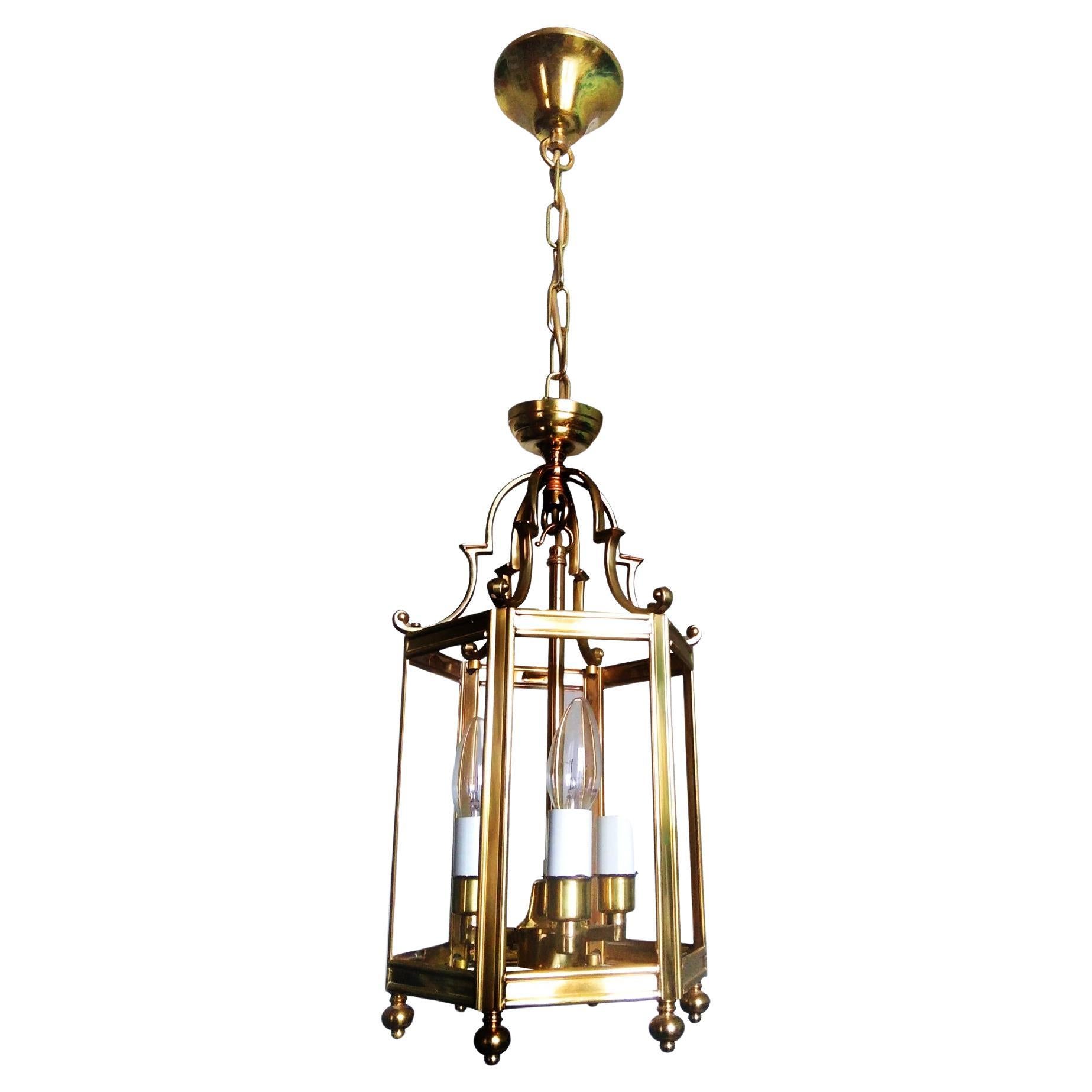 Lantern Brass Glod Lighting from the Mid 20th Century, France For Sale