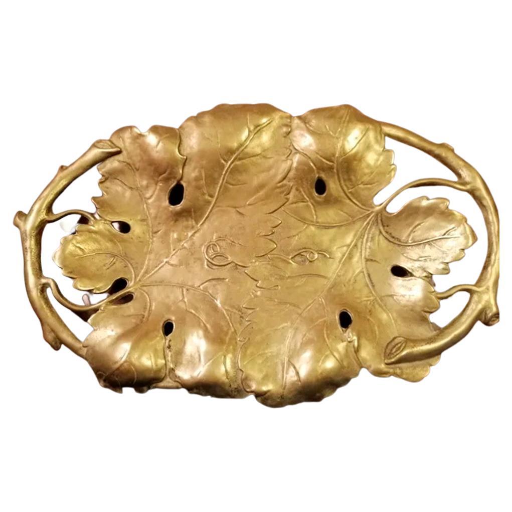 Decorative Brass Tray with Vine Leaves to Serve Small Candies or Chocolates For Sale