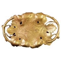 Decorative Brass Tray with Vine Leaves to Serve Small Candies or Chocolates