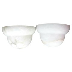 Art Deco Alabaster Wall Sconces White Natural Spain 20th Century