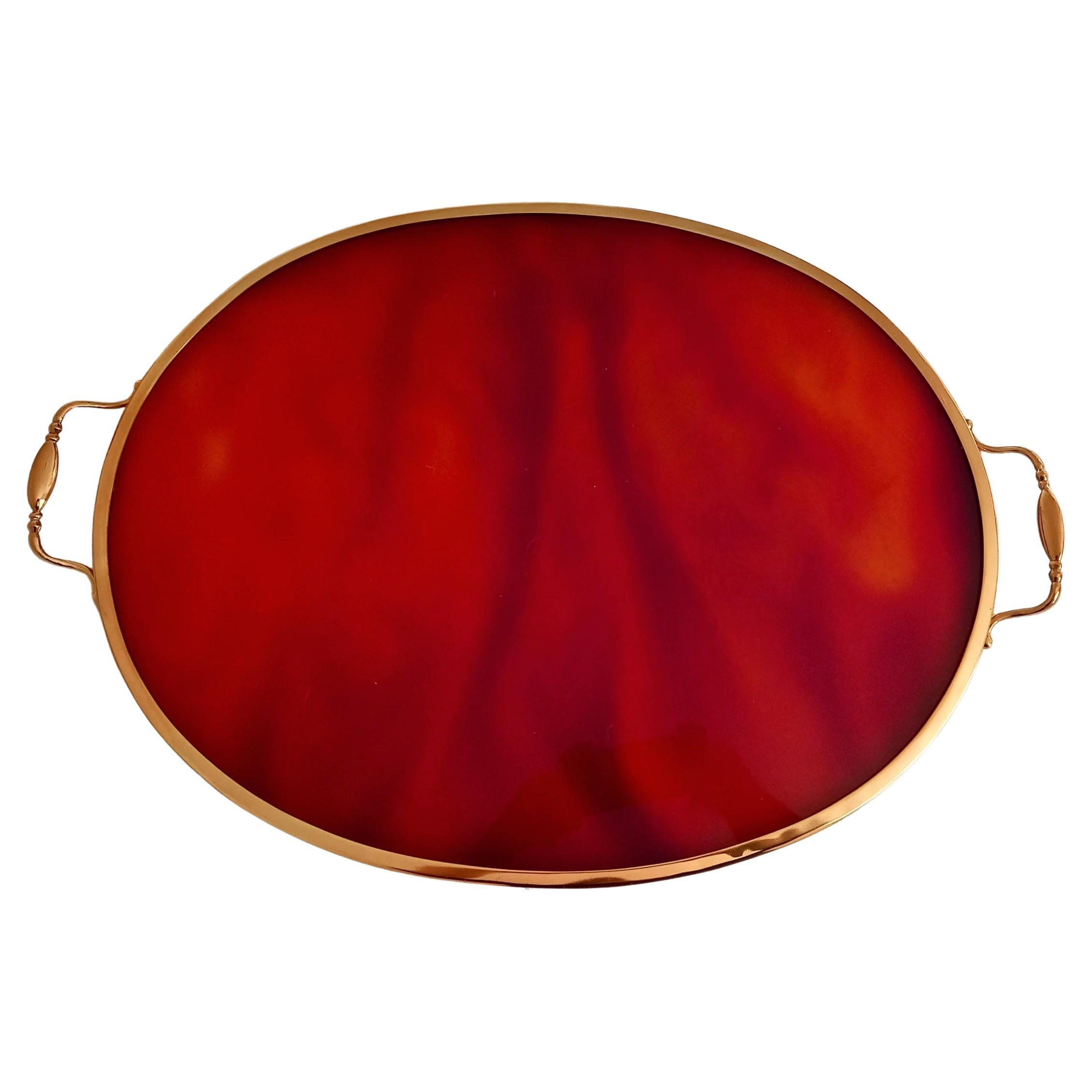 Bandeja Hollywood Regency  Asas de latón y metacrilato Diseño caparazón de tortuga Italia