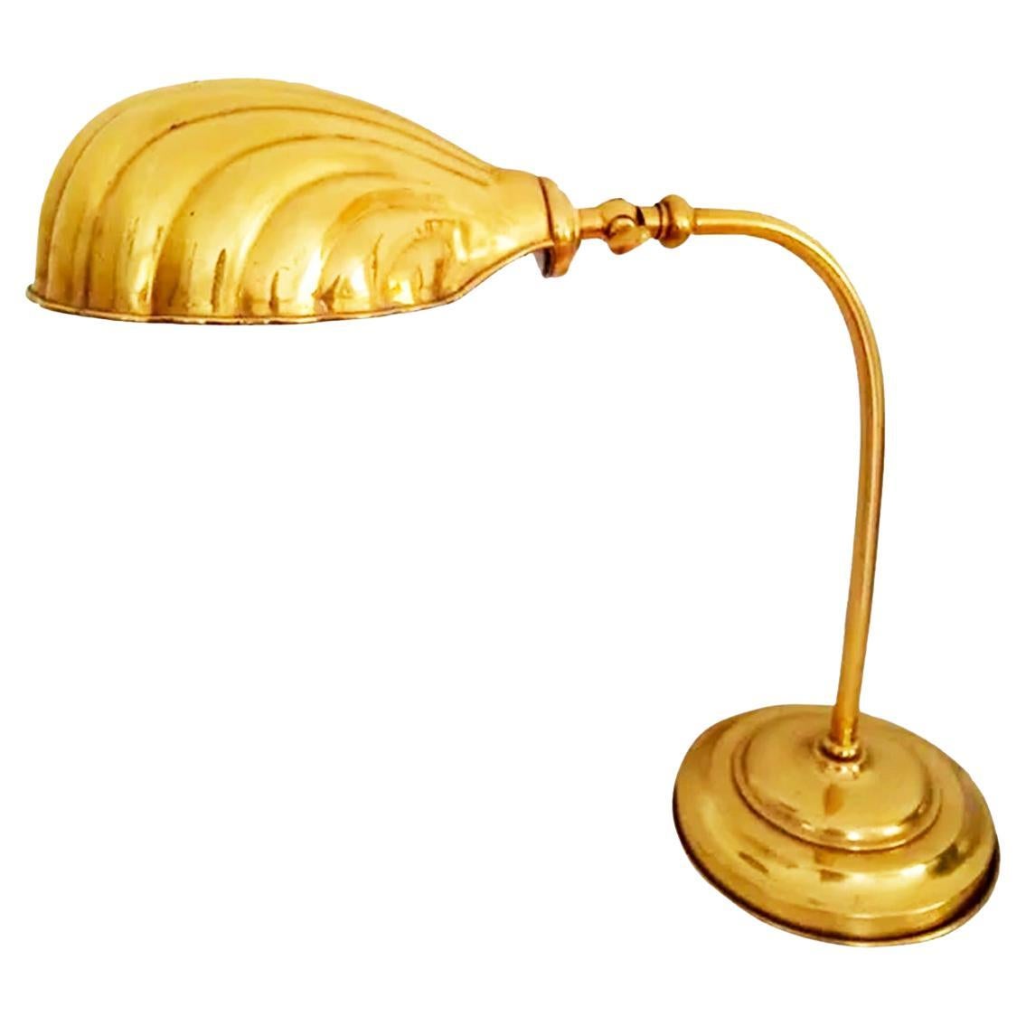  Lampe de table Shell Brass Gooseneck Lamp  Bureau , Or  Style Art Déco