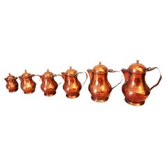  Copper Kitchen Decoration Antique Coffee Pots For Rustic  Lot of Six 