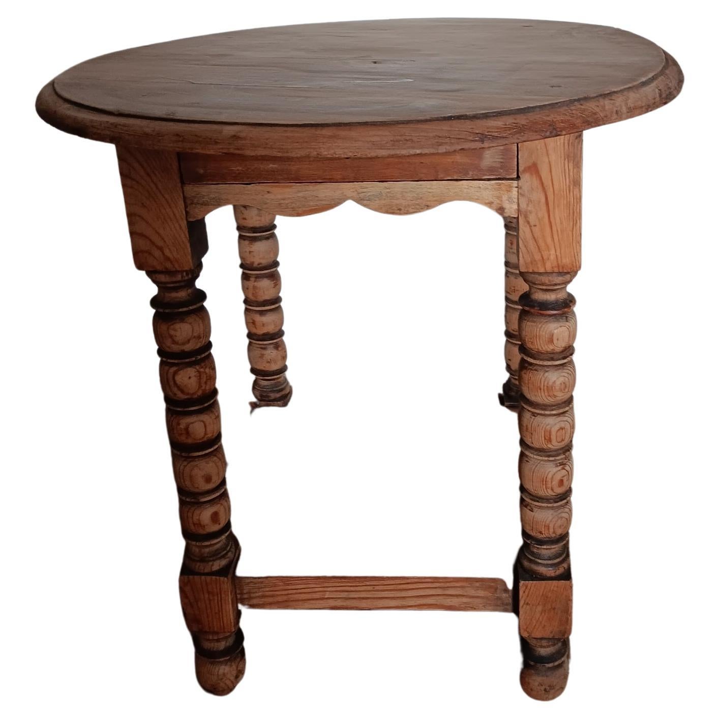 Round Table Bobbin Turned Legs, 19th Century Spain For Sale