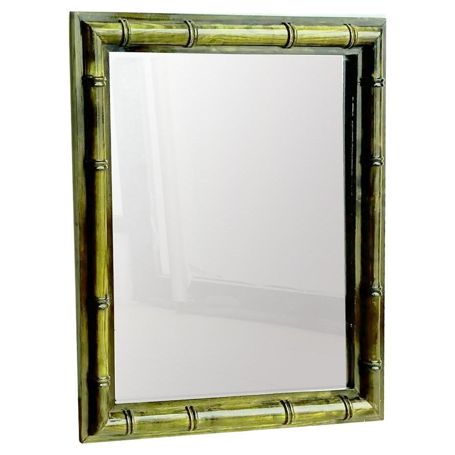 Wall Mirror Faux Bamboo Hollywood Regency Wood Italy 70s