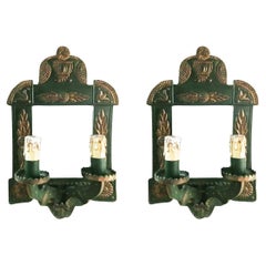 Wandleuchter Original Wandleuchter aus Zinnblech mit Beleuchtung  oder Wandspiegel
