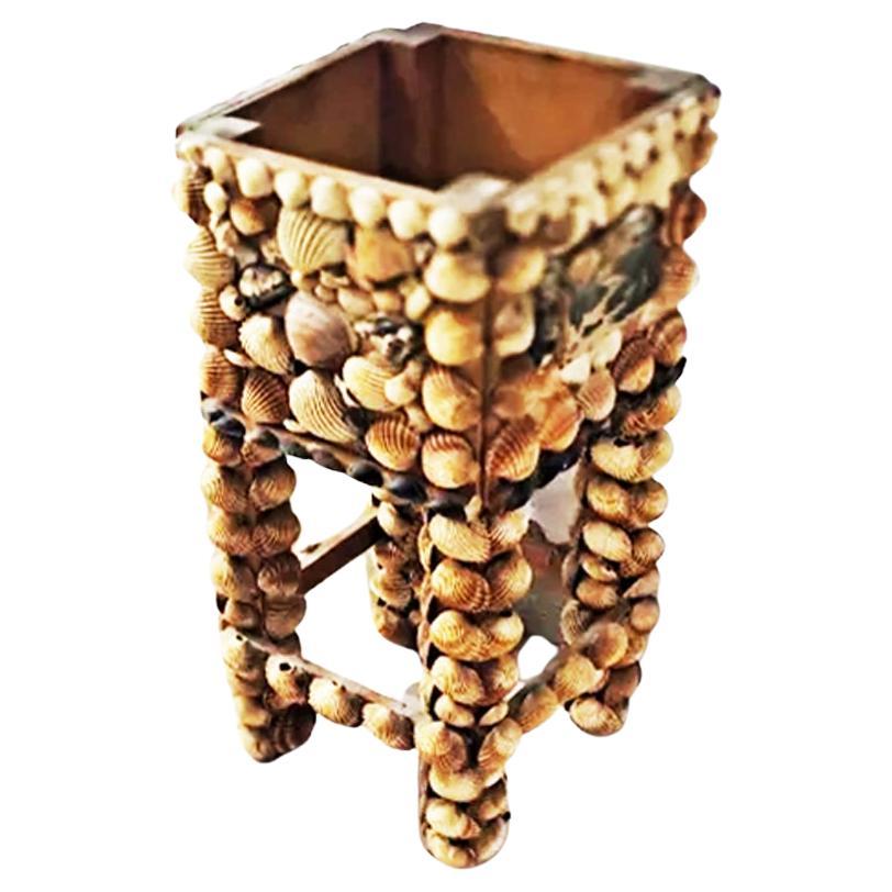 Tall Flower pot or Table Base Made with Shells , 20th Century, Spain