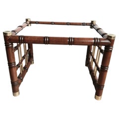 Table Faux Bamboo Chippendale Chinoiserie   and Brass Hollywood Regency
