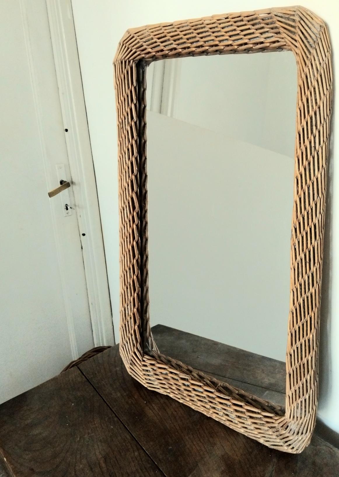 Mirror Wiker Rectangular Shaped For Sale 1