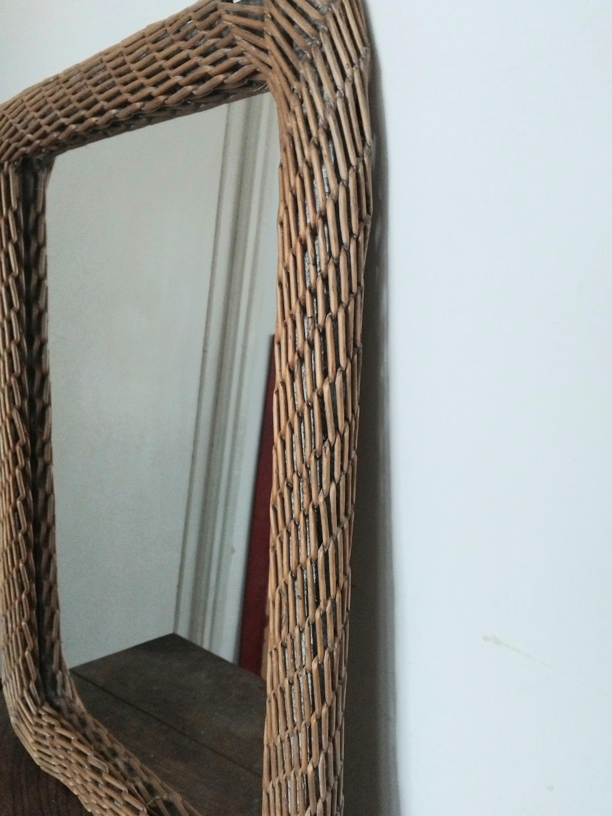 Mirror Wiker Rectangular Shaped For Sale 3
