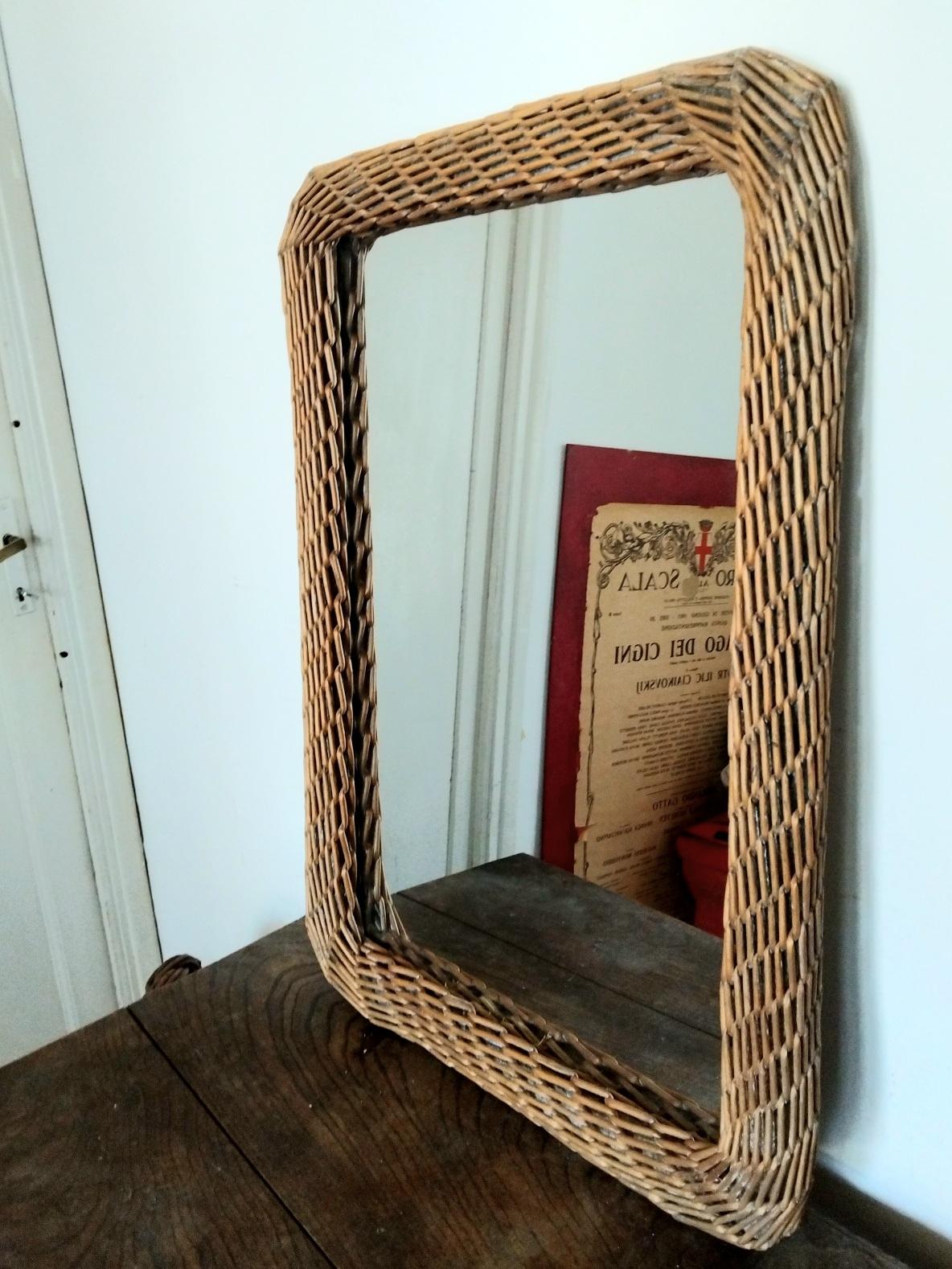 Mirror Wiker Rectangular Shaped For Sale 6