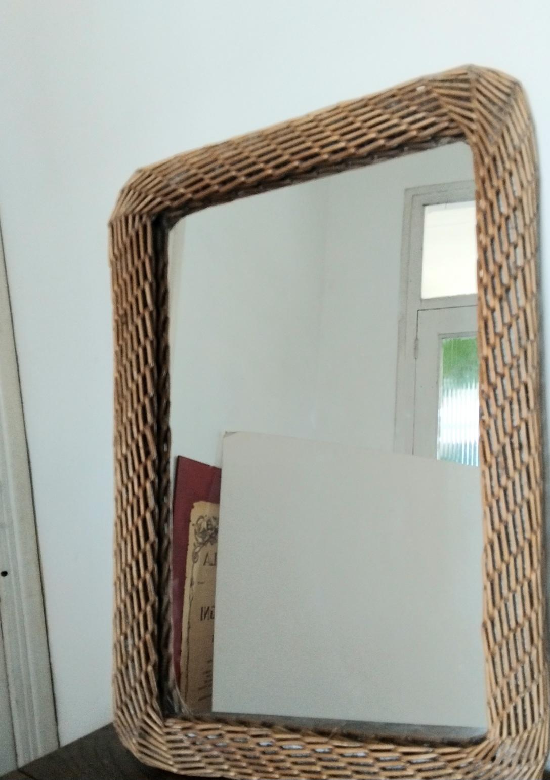 Other Mirror Wiker Rectangular Shaped For Sale
