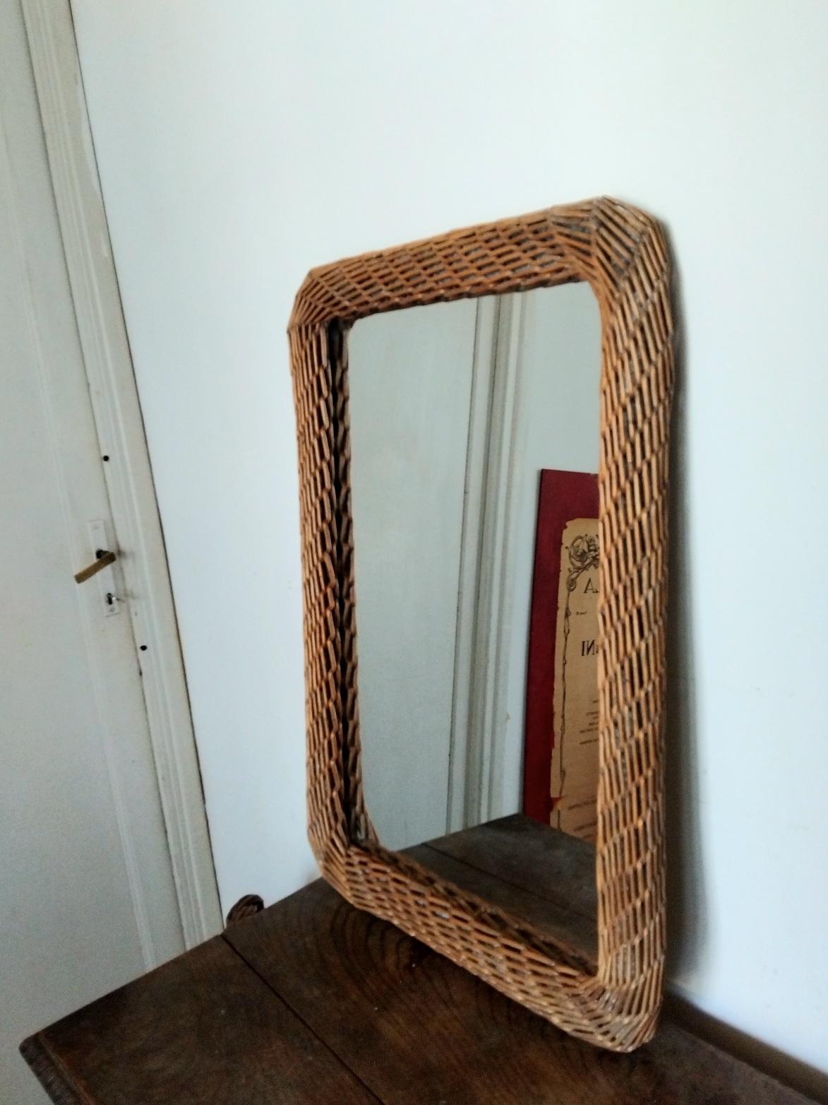 Mirror Wiker Rectangular Shaped For Sale 8