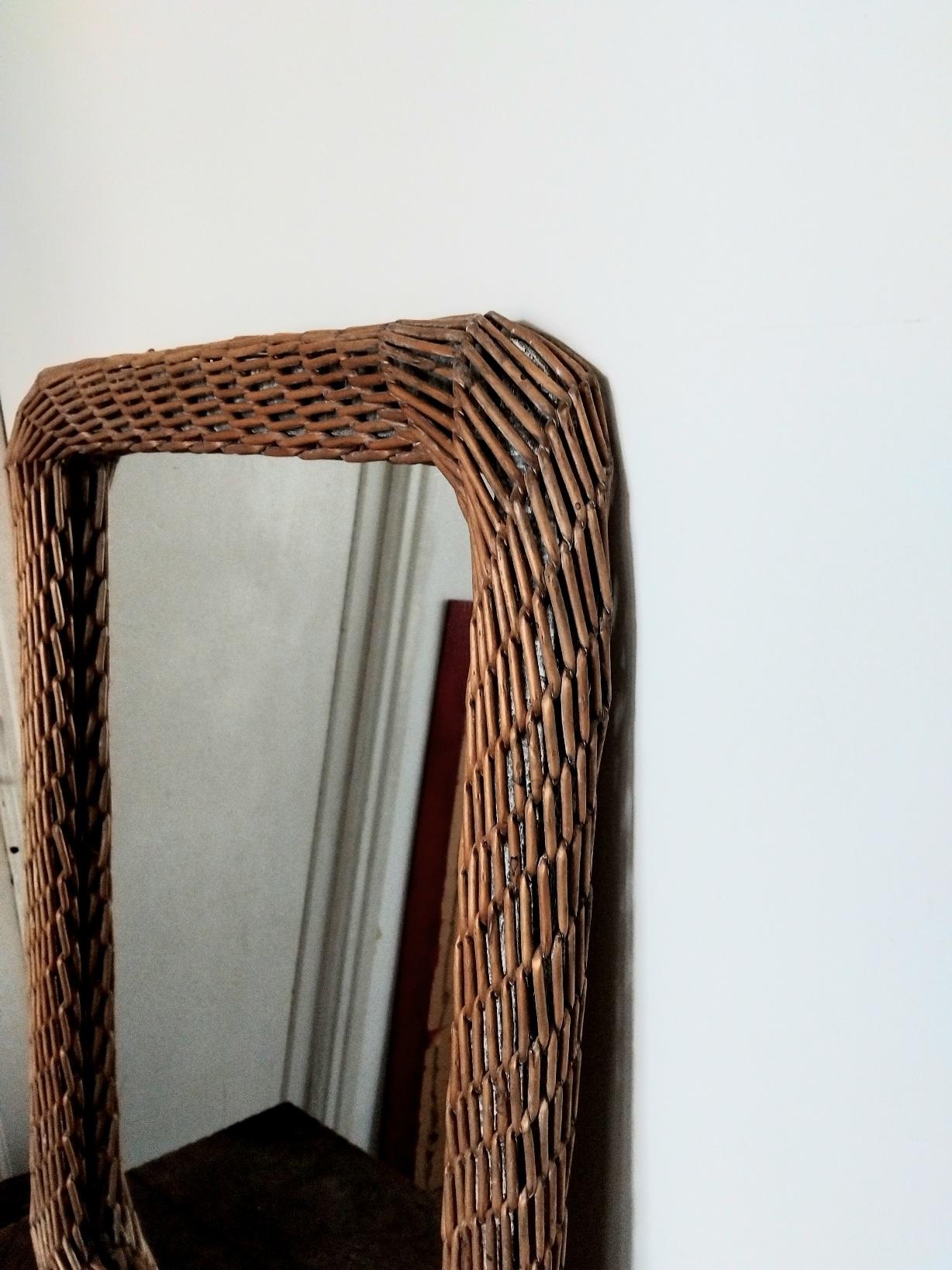 Mirror Wiker Rectangular Shaped For Sale 2