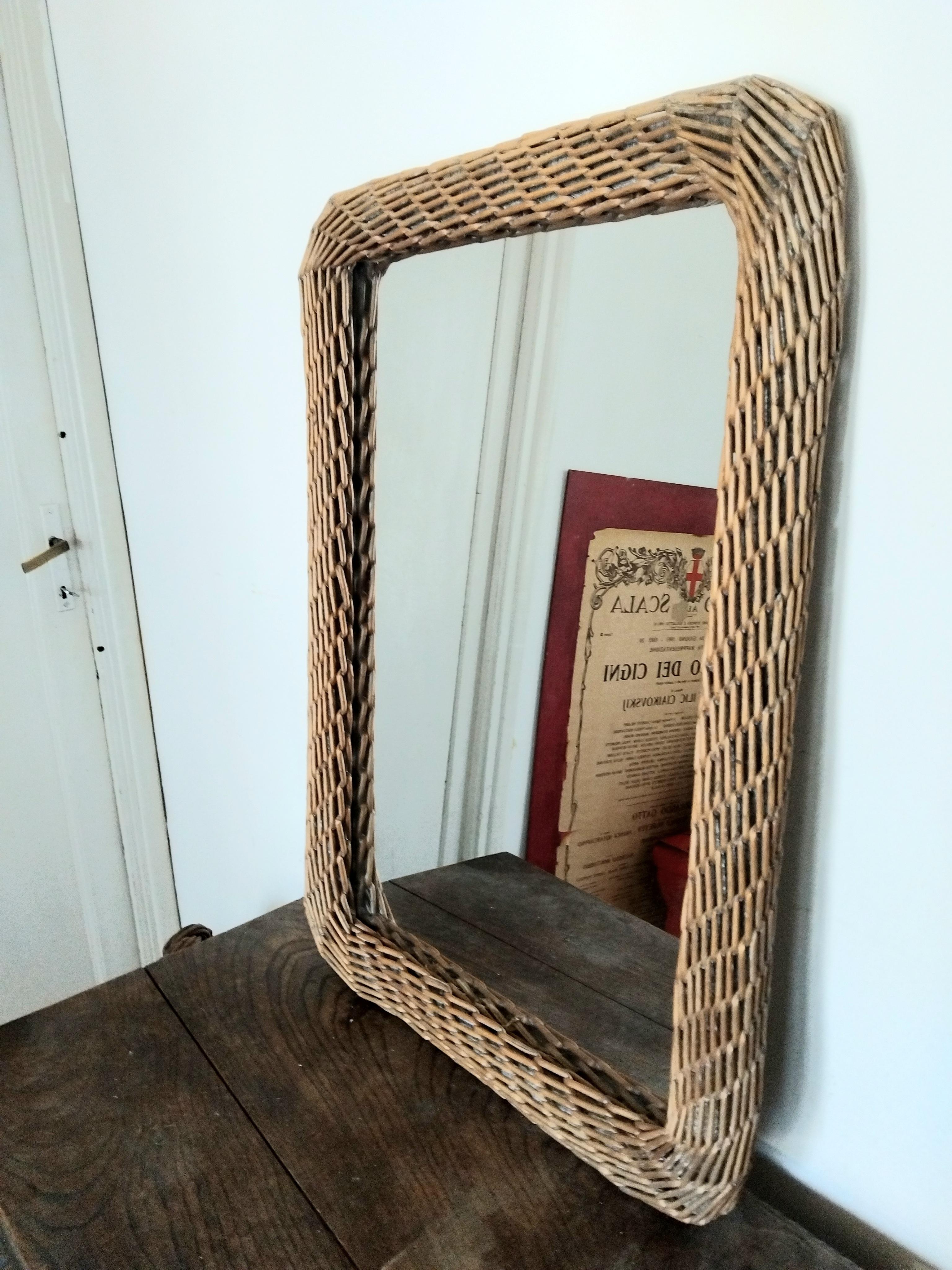 Mirror Wiker Rectangular Shaped For Sale 7