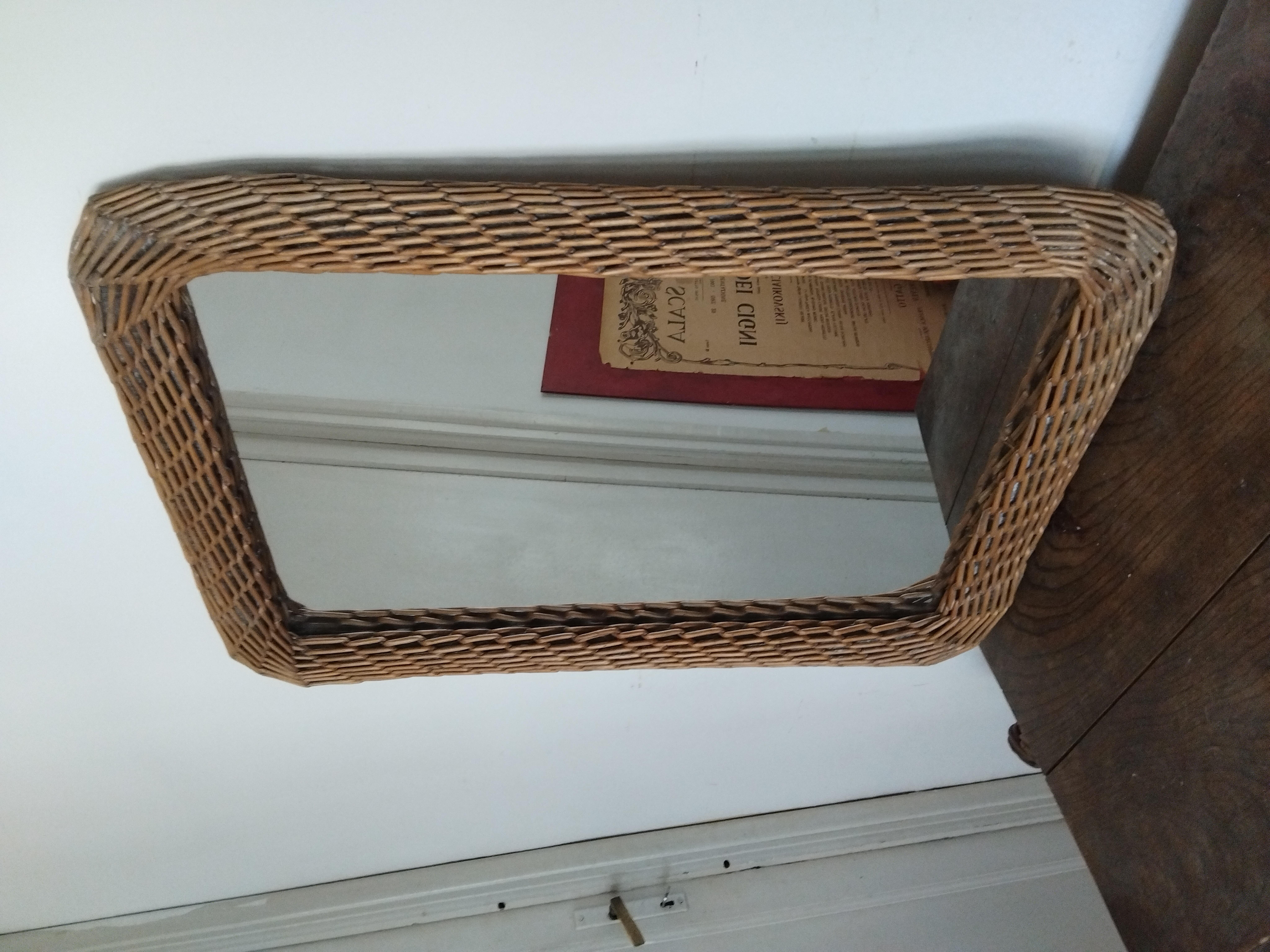 Mirror Wiker Rectangular Shaped For Sale 5