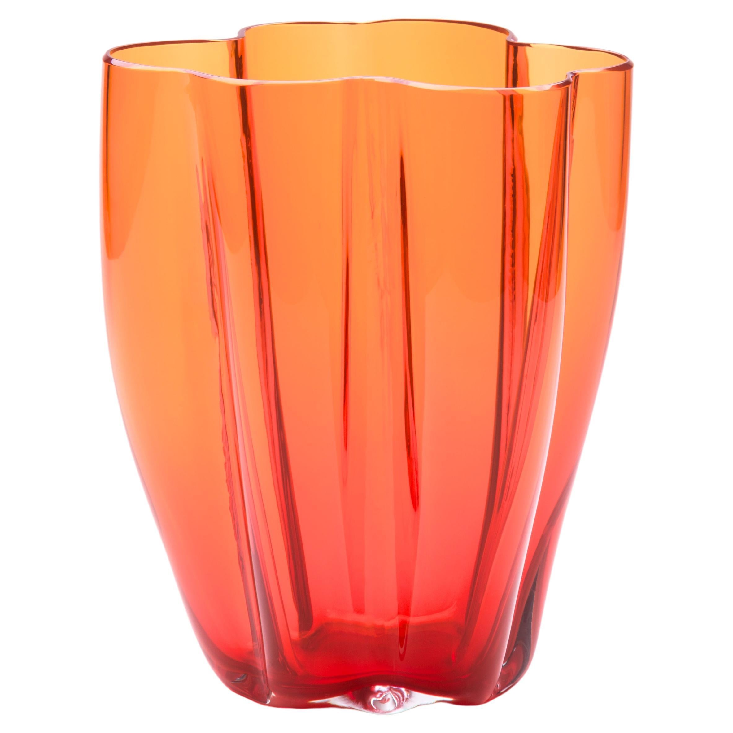 21st Century Alessandro Mendini Murano Glass Small Vase Mandarin Orange For Sale