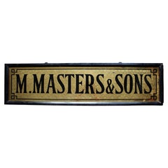 Enseigne commerciale en verre églomisé du début du XXe siècle, M. Masters & Son
