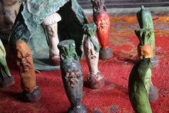 French Mid 19th C Anthropomorphic Folk Art Vegetable Papier-Mâché Skittles Toy