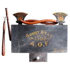 Early 20th C Ancient Order of Foresters Ceremonial Armorial Painted Axes
