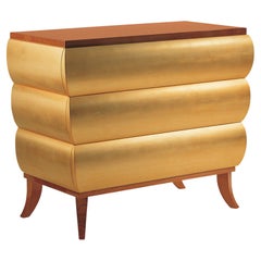 REMIDA Chest of Drawers in Cognac Finish and Coppered Gold Structure