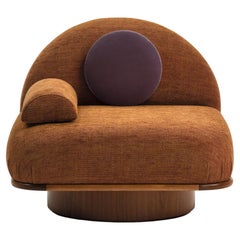 THUMB Armchair in Mahogany and Maple Wood with Padded Seat and Back