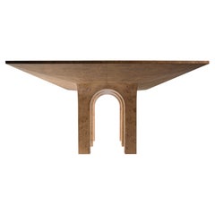 ARCHI Dining Table in Oak Burl and Ebony Inlays - Arch Shaped Legs