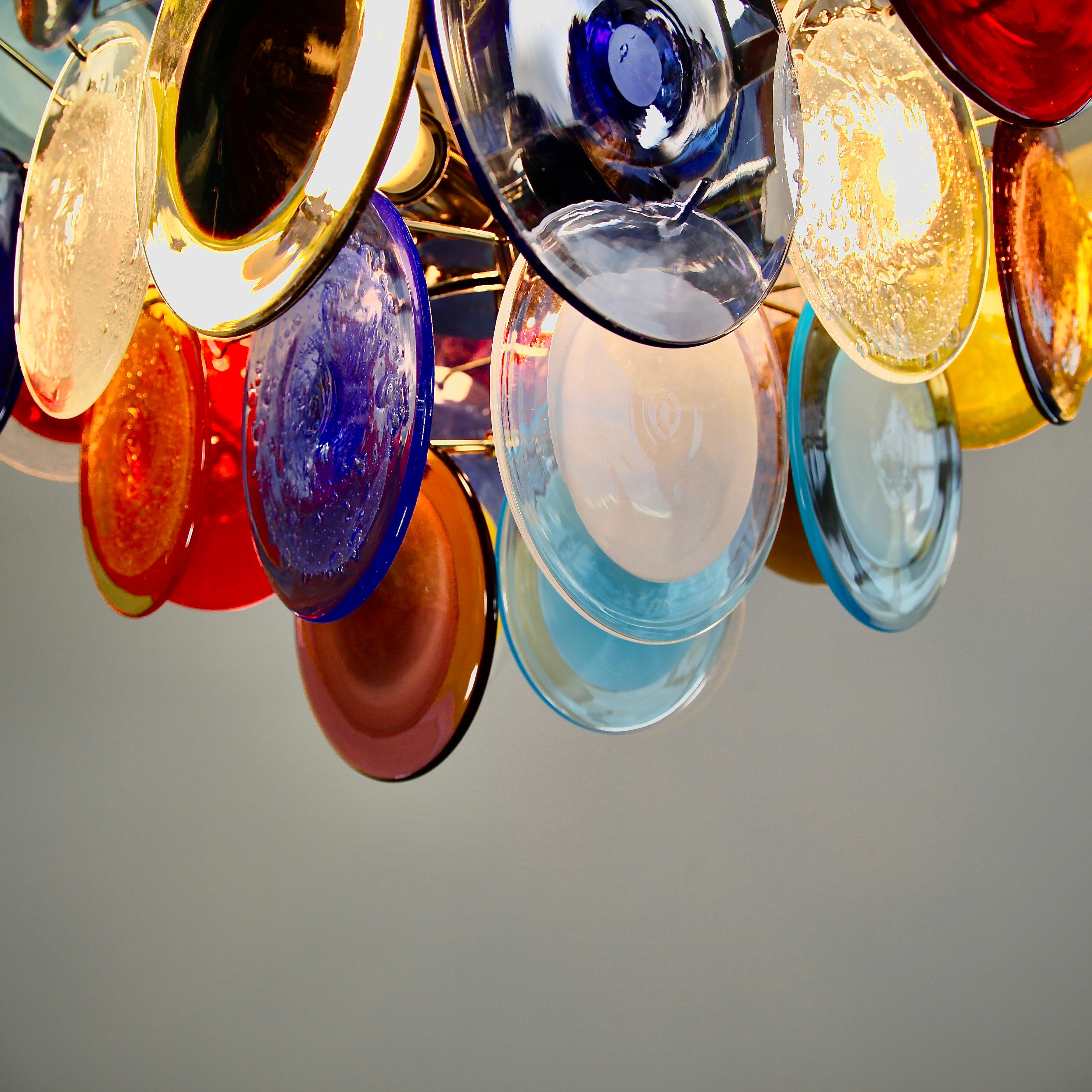 Modern Murano Glass Chandelier with Multicolored Glass Disks