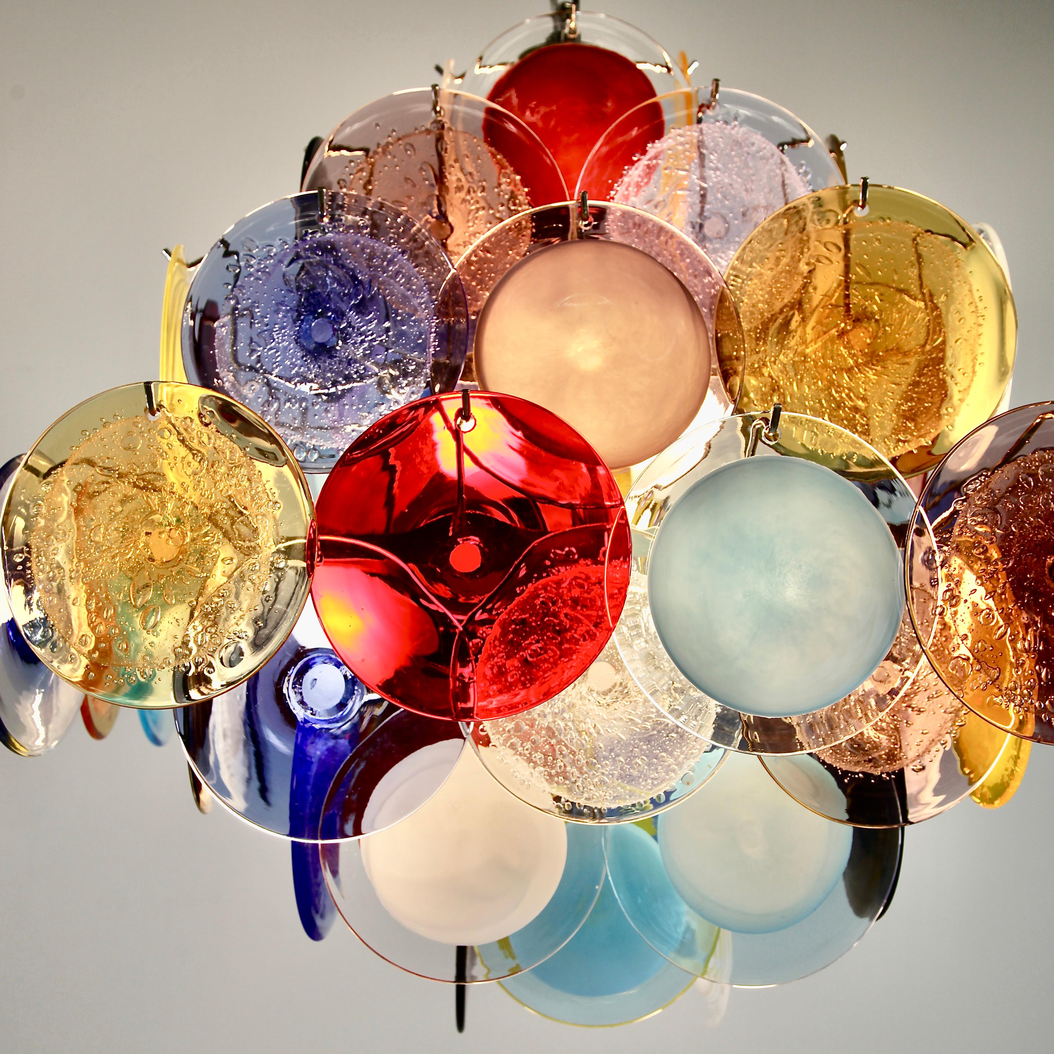 Murano Glass Chandelier with Multicolored Glass Disks In New Condition In Berlin, Berlin
