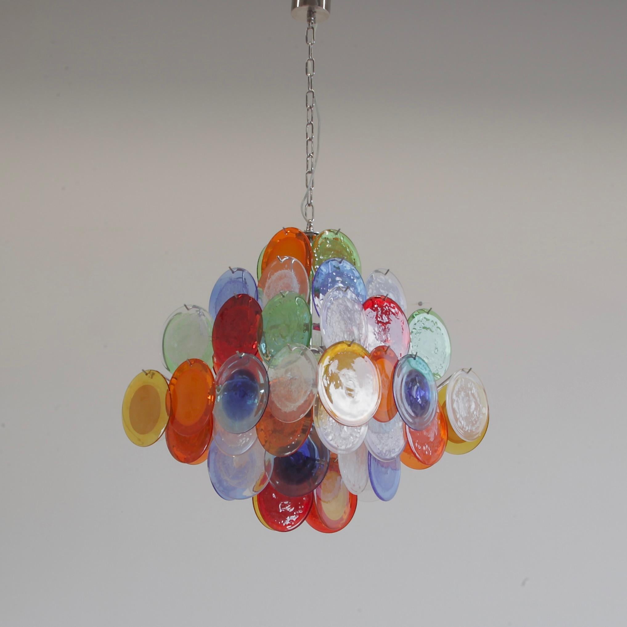 Italian Multi-Colored Murano Glass VISTOSI Chandelier, 1980s For Sale