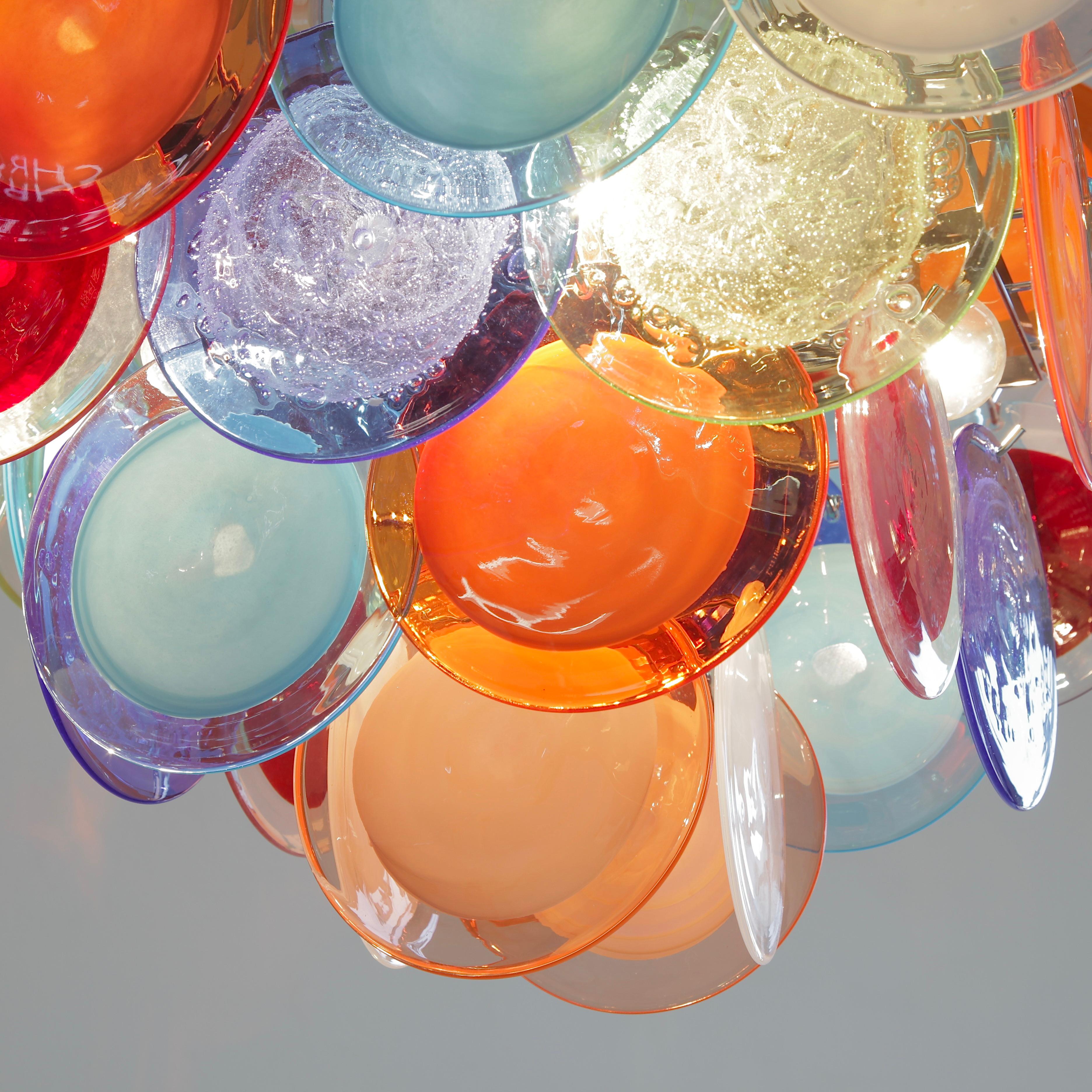 Multi-Colored Murano Glass VISTOSI Chandelier, 1980s In Good Condition For Sale In Berlin, Berlin