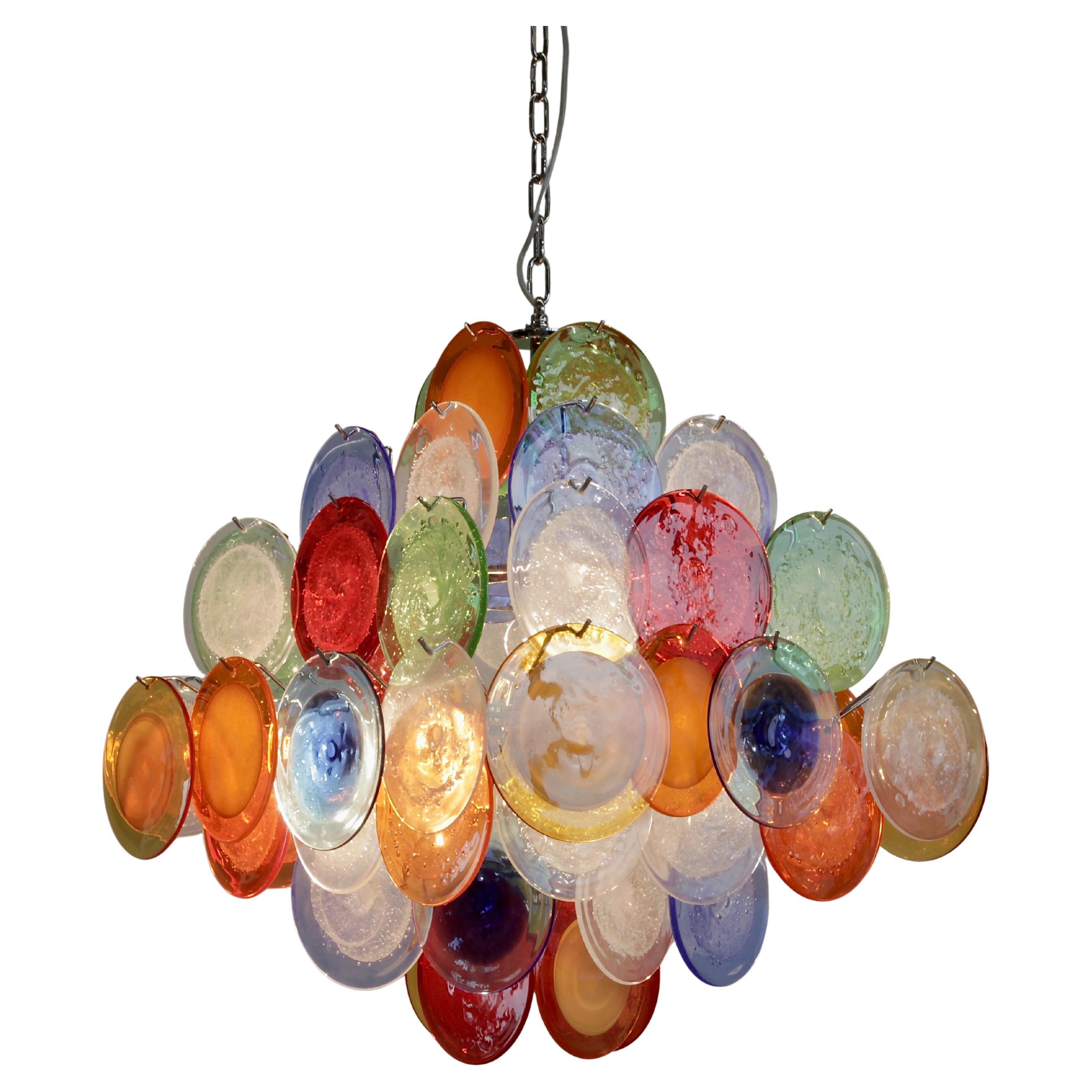 Multi-Colored Murano Glass VISTOSI Chandelier, 1980s For Sale
