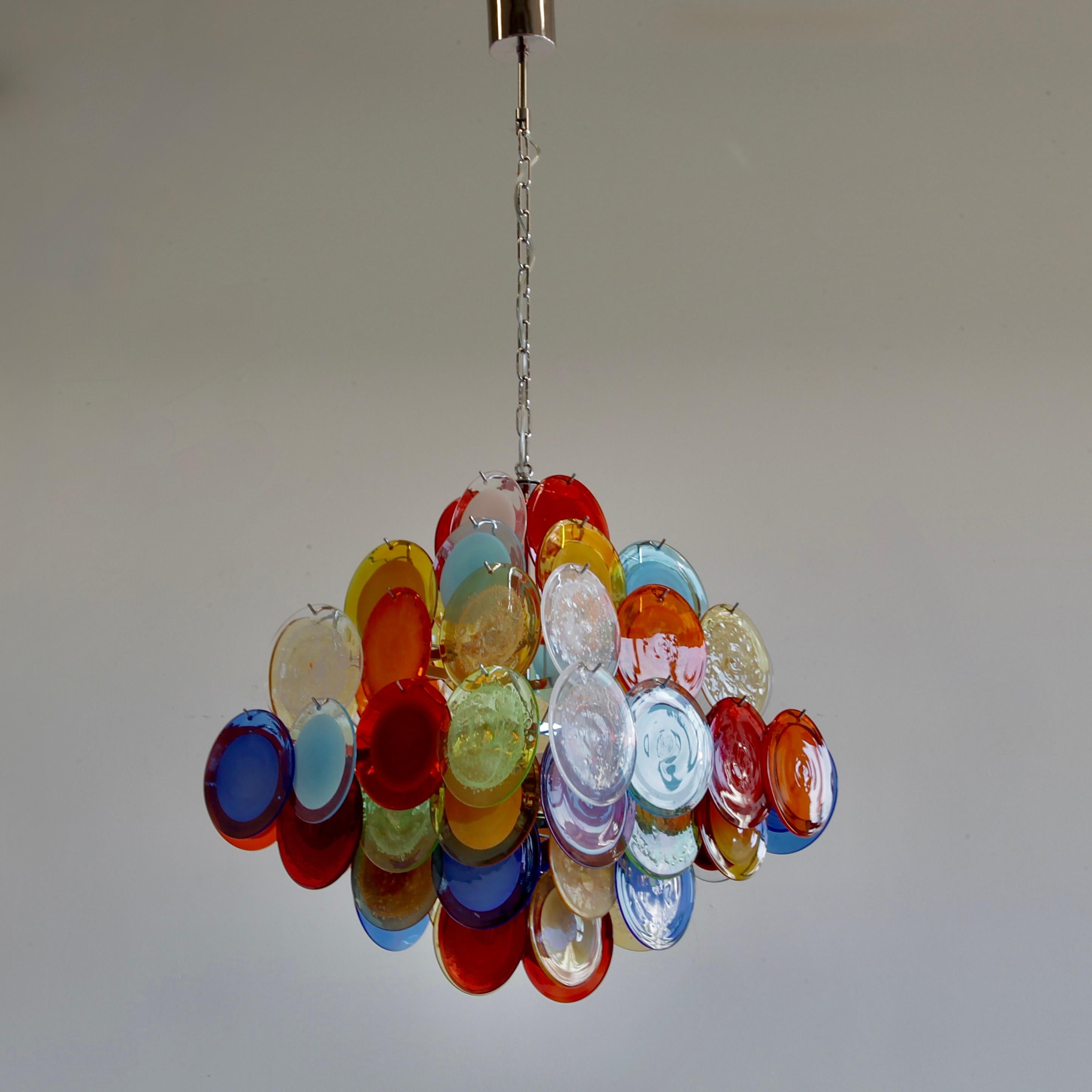 Lampadario VISTOSI in vetro di Murano multicolore, anni '80 In condizioni buone in vendita a Berlin, Berlin