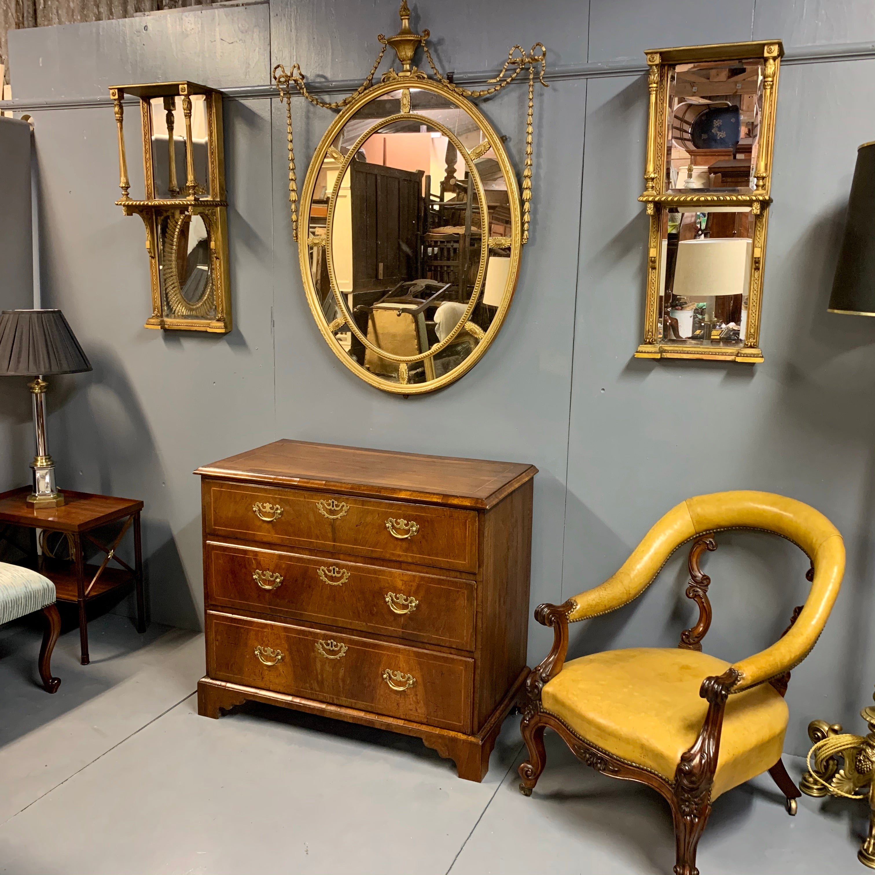 English 18th Century Walnut Chest Of Drawers With Brass Pierced