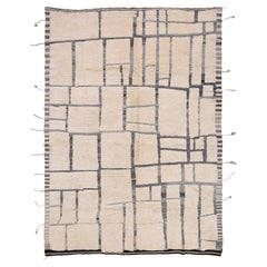 Modern Moroccan Beni Ourain Rug – Handwoven  Wool with Abstract Grid Design