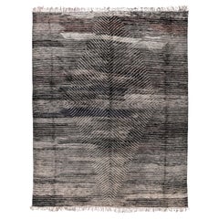 Modern Moroccan Beni Mrirt Rug – Hand-Knotted Wool in Charcoal