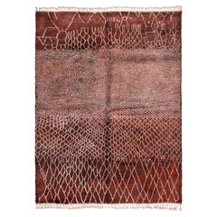 Vintage-Style Moroccan Beni Ourain Rug – Hand-Knotted Wool in Red-Brown