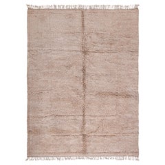 Marokkanischer Beni Mrirt Teppich - Handgeknüpft aus hochfloriger Wolle in neutralem Beige