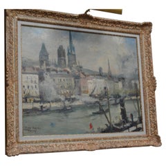 Impressionist Paiting Titled “La Seine a Rouen” by French Artist Roger Bertin