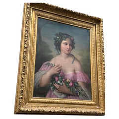 Movimiento Romántico Retrato de una muchacha italiana con guirnaldas de Giovanni Zennaro