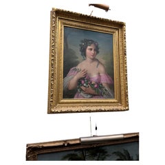 Romantisches Porträt eines italienischen Mädchens aus der Romantik mit Girlanden von Giovanni Zennaro