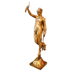 Gilt Bronze Statue Titled “La Fortune” by Augustin Moreau-Vauthier